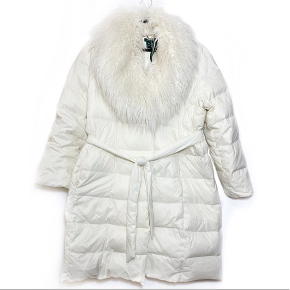 Lauren Ralph Lauren Jackets & Blazers - Lauren Ralph Lauren plus 1X Faux Fur collar puffer coat tie waist belt
